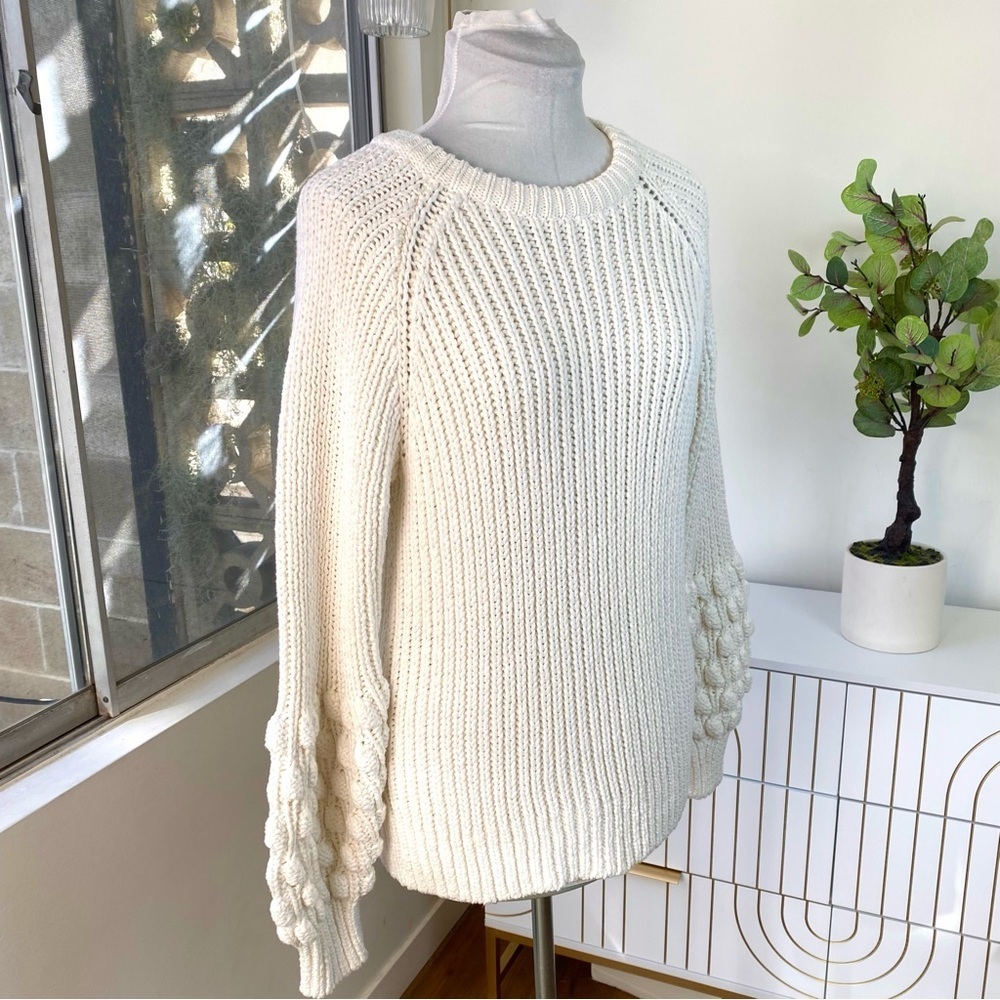 Trina Turk NWT Bellanca Bubble Sleeve Sweater White Knit, Size M - Picture 5 of 8